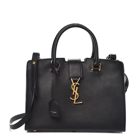 baby cabas ysl bag in black leather|SAINT LAURENT Calfskin Monogram Baby Cabas Black.